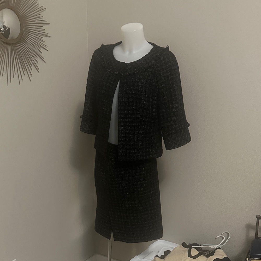 Ann Taylor Black Tweed Skirt Set